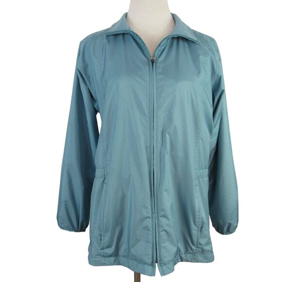 Lands' End Women’s Windbreaker Jacket Zipper Front Size Medium 10-12 Drawstring - Picture 1 of 9